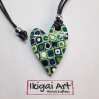 Colgante Corazón Mediano Verde Blanco