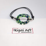 Pulsera Ovalada Verde Blanco