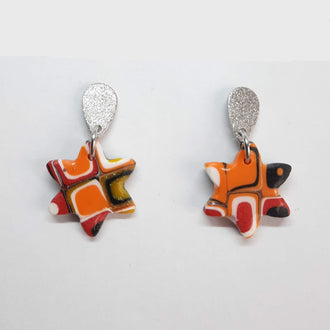 Pendientes Estrella Arcoíris con Base Acero