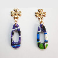 Pendientes Fantasy Pequeño Arcoíris con Base Dorada