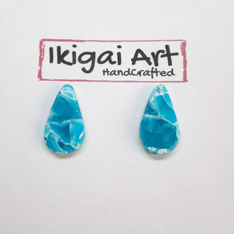 Pendientes Botón Gota Aguamarina