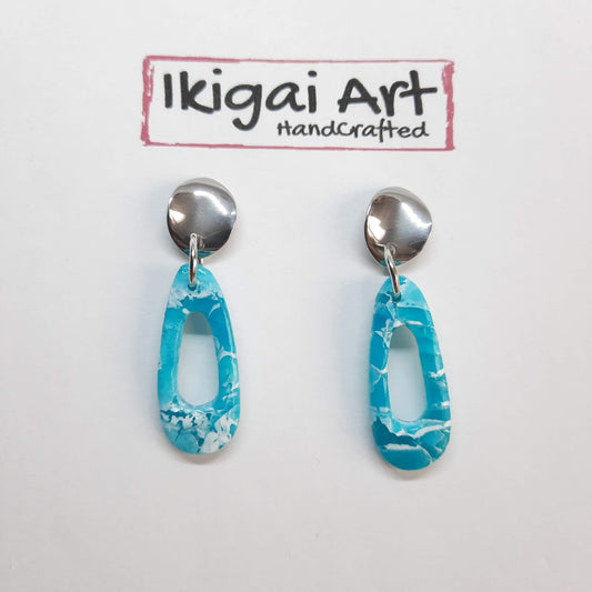 Pendientes Fantasy Pequeño Aguamarina con Base Acero
