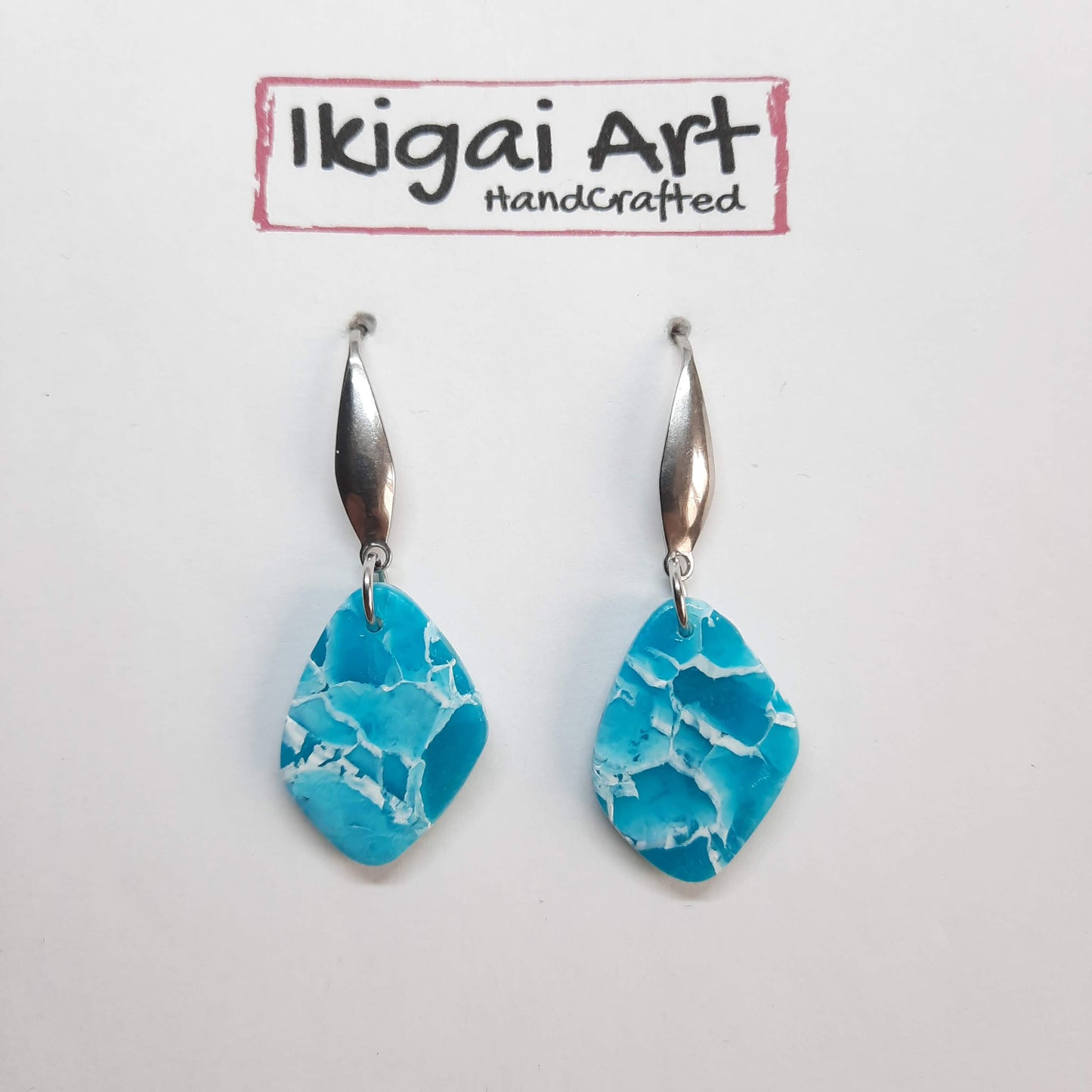 Pendientes Fantasy Aguamarina con Base Acero