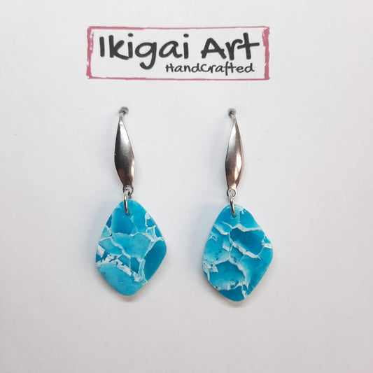 Pendientes Fantasy Aguamarina con Base Acero
