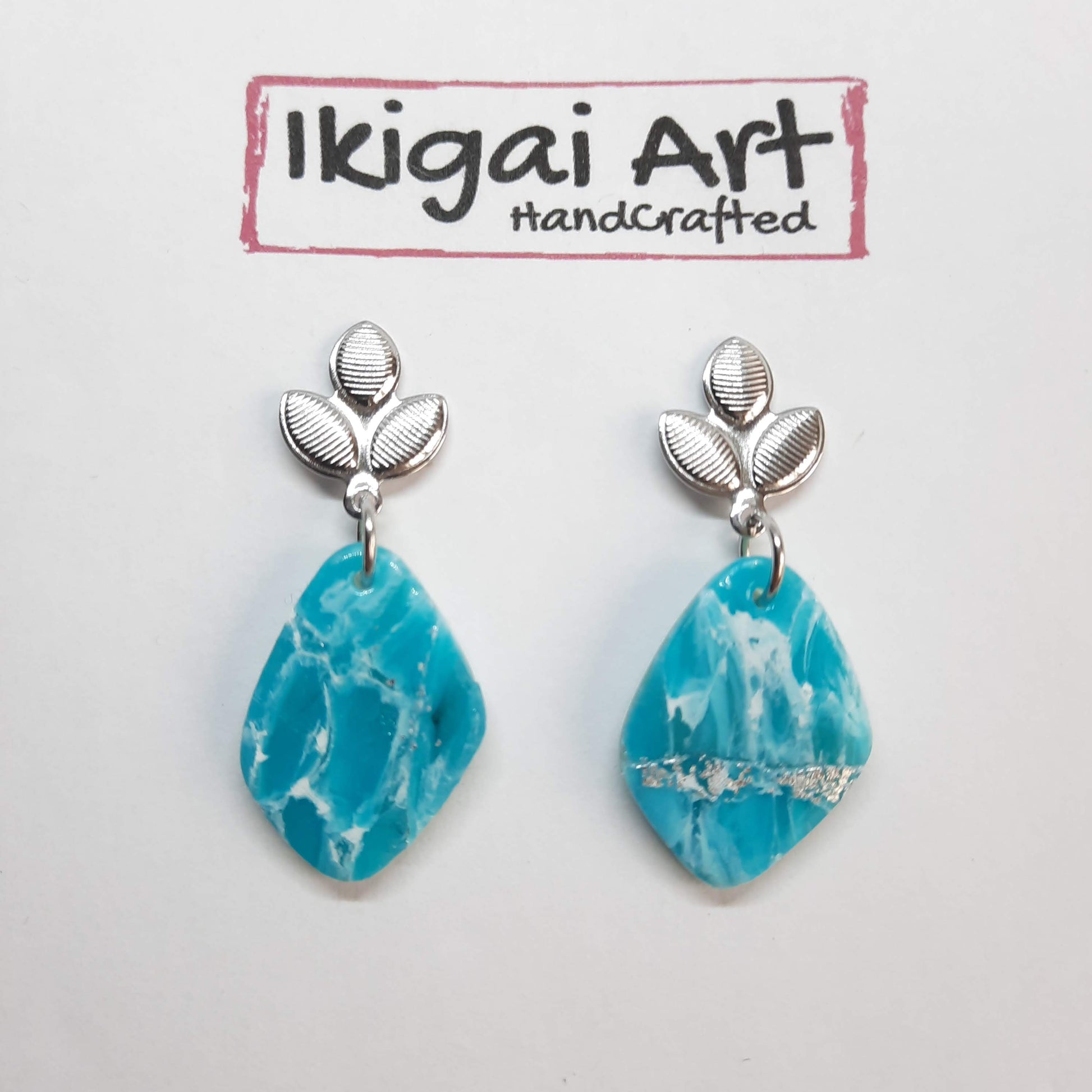 Pendientes Fantasy Aguamarina con Base Acero