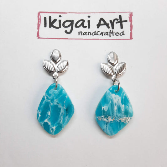 Pendientes Fantasy Aguamarina con Base Acero