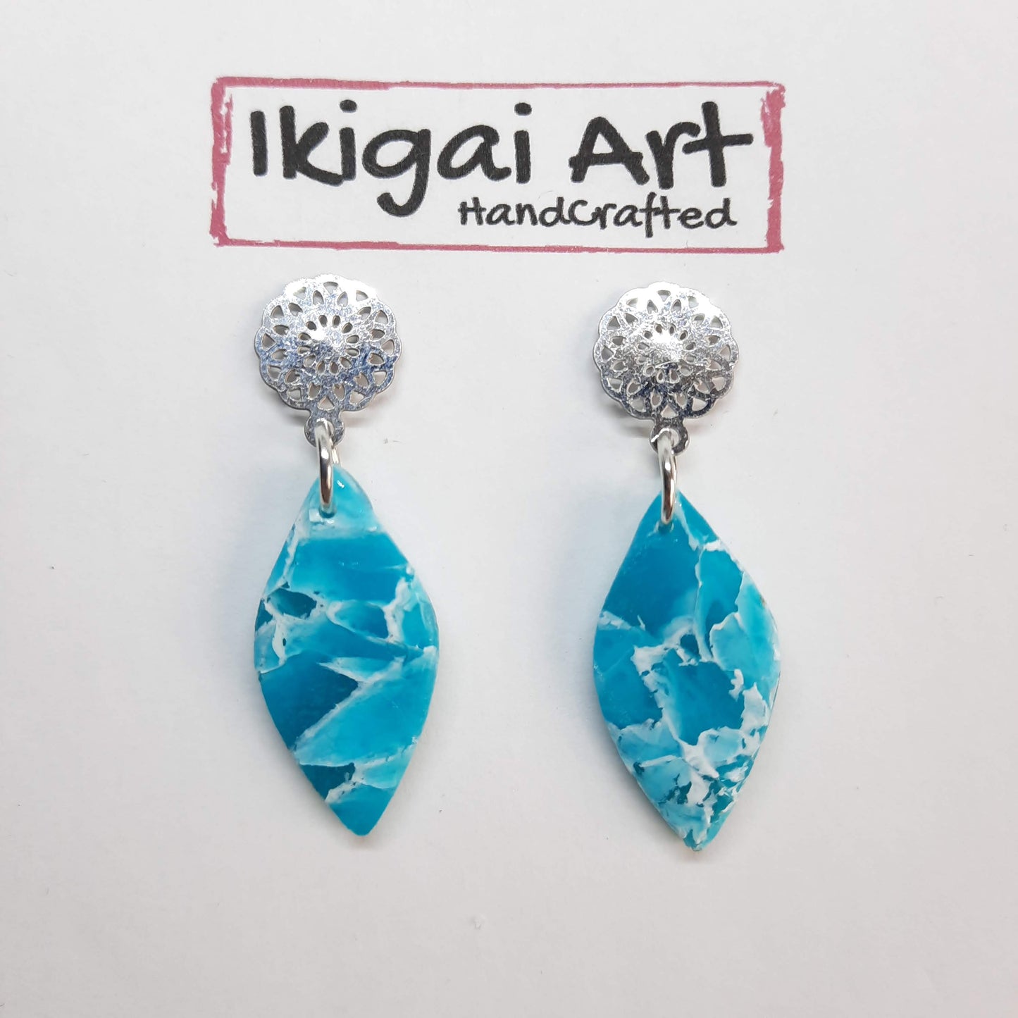 Pendientes Fantasy Aguamarina con Base Acero