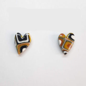 Pendientes Botón Corazón Amarillo Antiguo