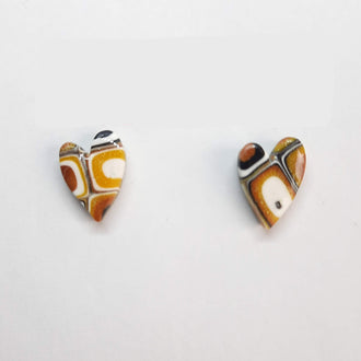 Pendientes Botón Corazón Amarillo Antiguo