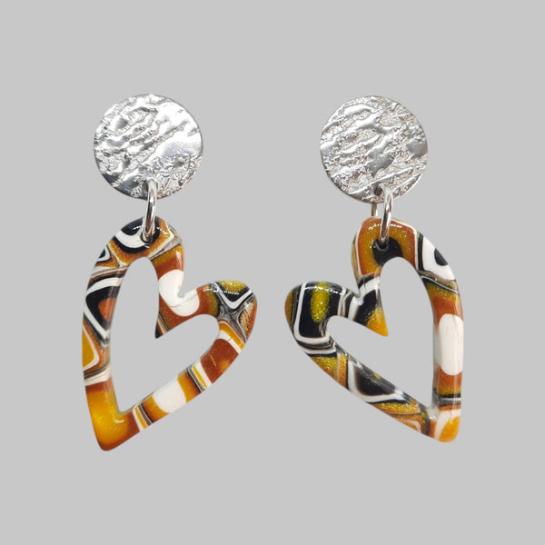 Pendientes Corazón Amarillo Antiguo con Base Acero