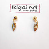 Pendientes Fantasy Amarillo Antiguo con Base Dorada