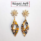 Pendientes Fantasy Amarillo Antiguo con Base Dorada