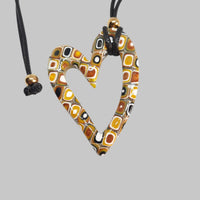 Colgante Corazón Grande Amarillo Antiguo