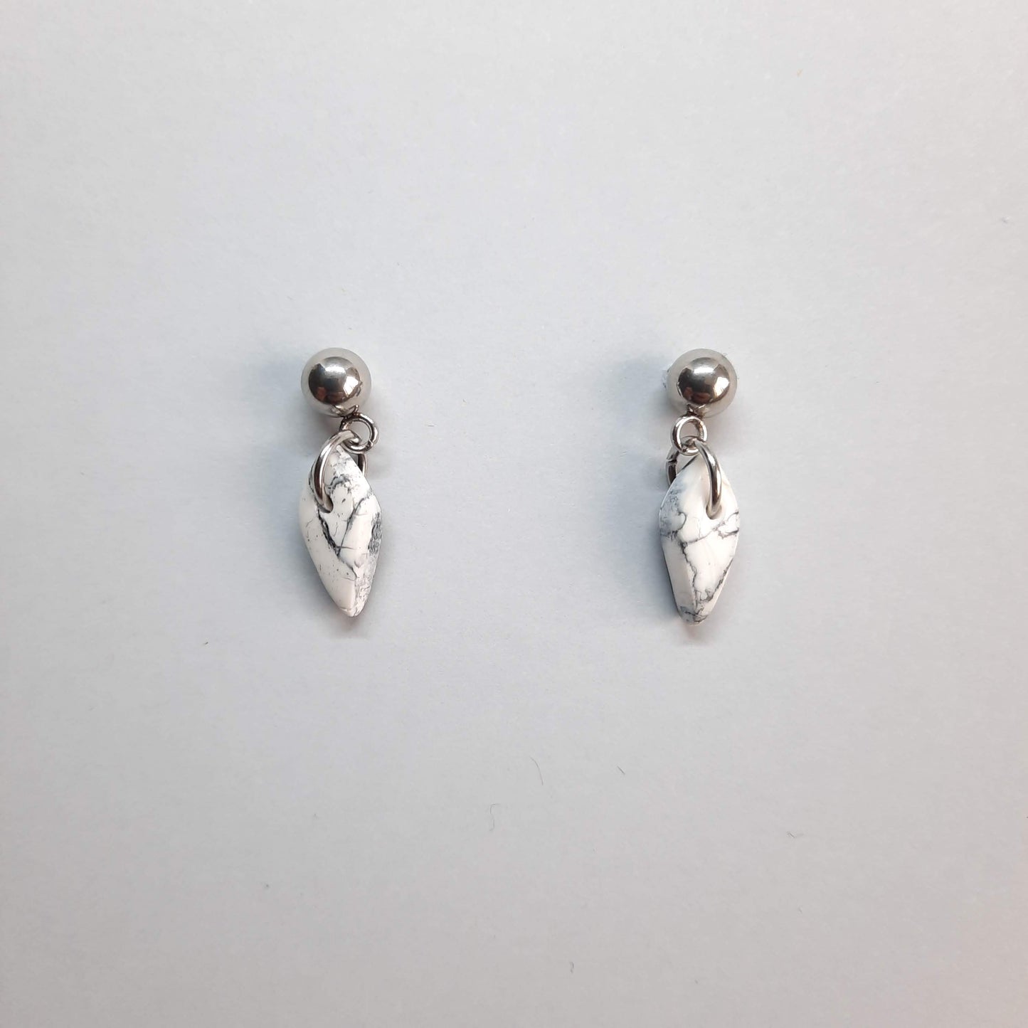Fantasy White Marble Earrings with Steel Base