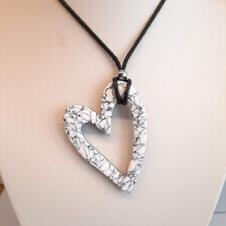 Colgante Corazón Grande Blanco Mármol