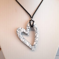 Colgante Corazón Grande Blanco Mármol