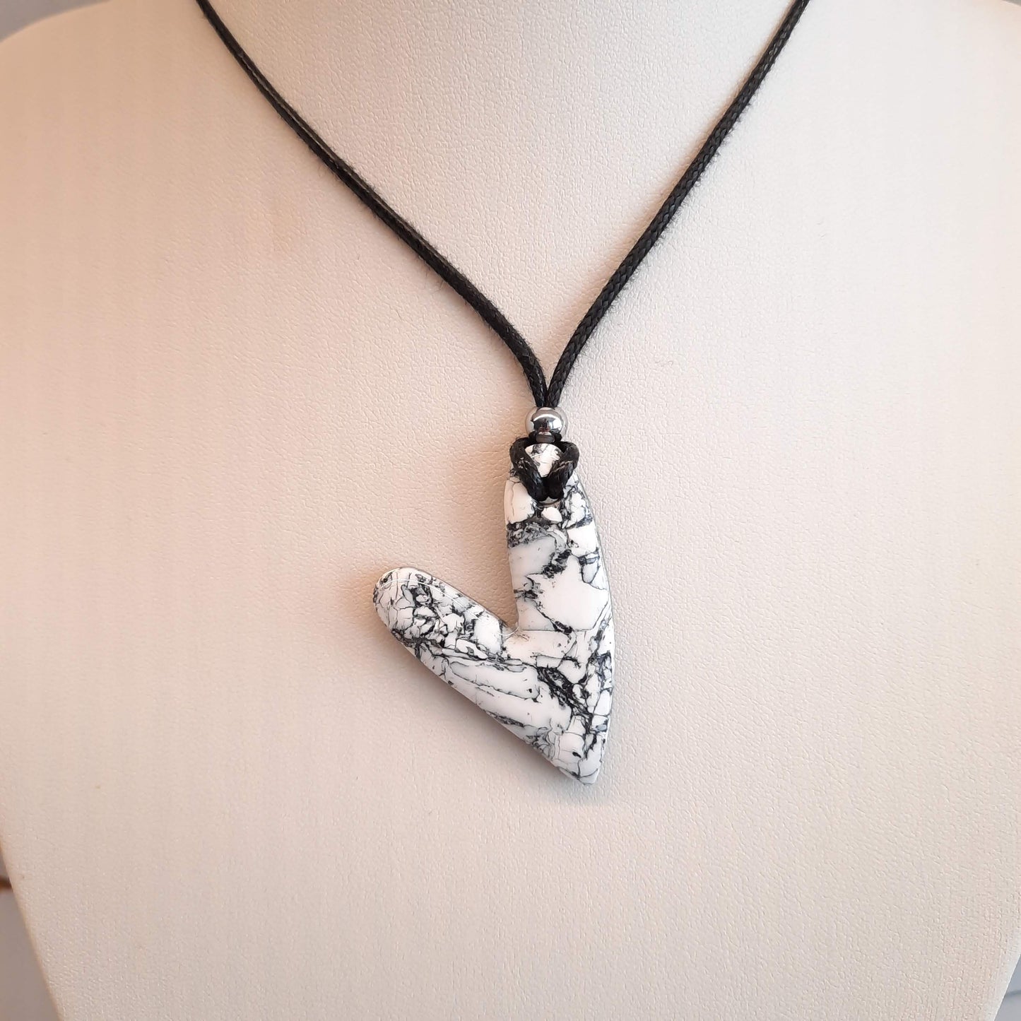 Medium White Marble Heart Pendant