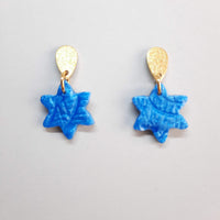 Pendientes Estrella Azul con Base Dorada