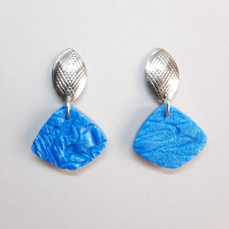Pendientes Abanico Azul con Base Acero