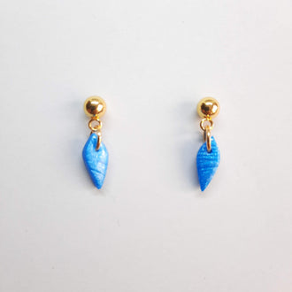 Pendientes Fantasy Azul con Base  Dorada
