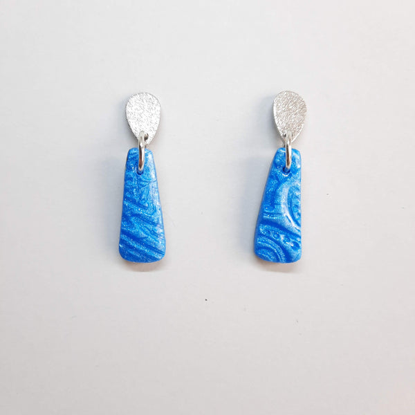 Pendientes Trapecio Azul con Base Acero 