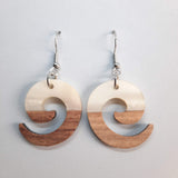 Pendientes Espiral Blanco Resina y Madera con Gancho