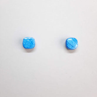Pendientes Botón Cuadrado Redondeado Azul