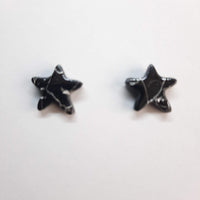 Pendientes Botón Estrella Negro Mármol