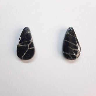 Pendientes Botón Gota Negro Mármol