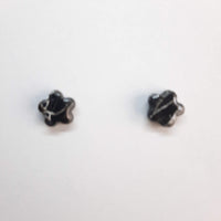 Pendientes Botón Flor Negro Mármol