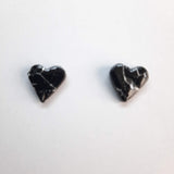 Pendientes Botón Corazón Negro Mármol