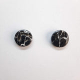 Pendientes Botón Redondo Mediano Negro Mármol