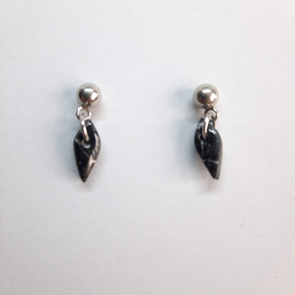 Pendientes Fantasy Negro Mármol con Base Acero