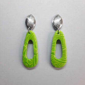 Pendientes Fantasy Mediano Verde con Base Acero