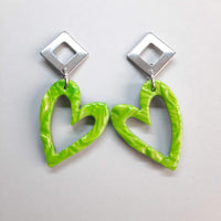 Pendientes Corazón Verde con Base Acero