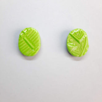 Pendientes Botón Ovalado Verde