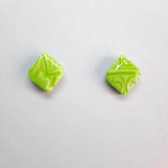 Pendientes Botón Cuadrado Verde
