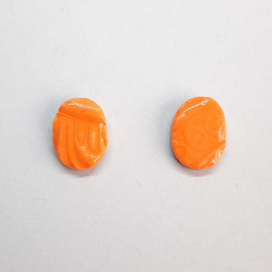 Pendientes Botón Ovalado Naranja