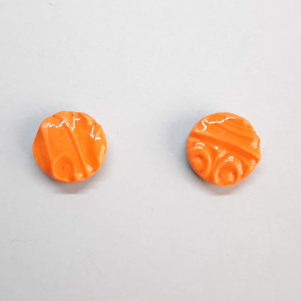 Pendientes Botón Redondo Mediano Naranja