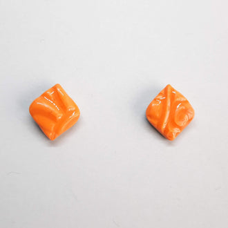 Pendientes Botón Cuadrado Naranja