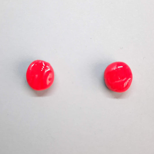 Pendientes Botón Redondo Pequeño Rosa Neon