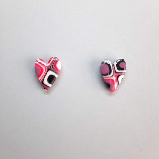 Pendientes Botón Corazón Rosa Verano