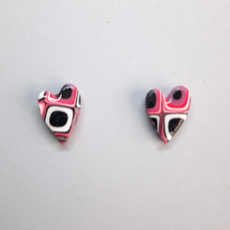 Pendientes Botón Corazón Rosa Verano