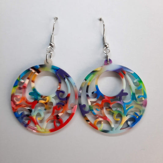 Pendientes Redondo Resina Multicolores con Ganchos
