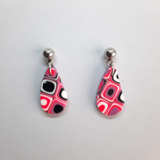 Pendientes Gota Pequeño Rosa Verano con Base Acero