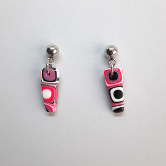 Pendientes Trapecio Rosa Verano con Base Acero