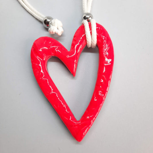Colgante Corazón Grande Rosa Neon