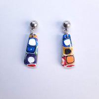 Rainbow Trapeze Earrings with Steel or Gold Base
