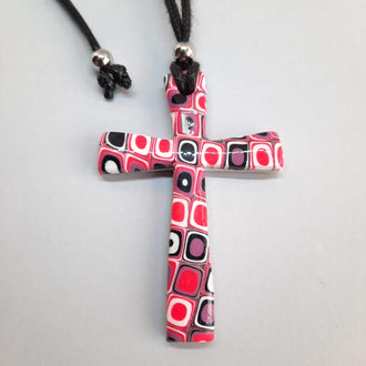 Colgante Cruz Grande Rosa Verano