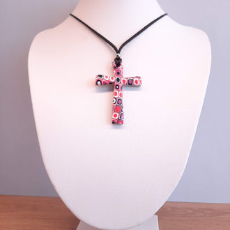 Colgante Cruz Grande Rosa Verano
